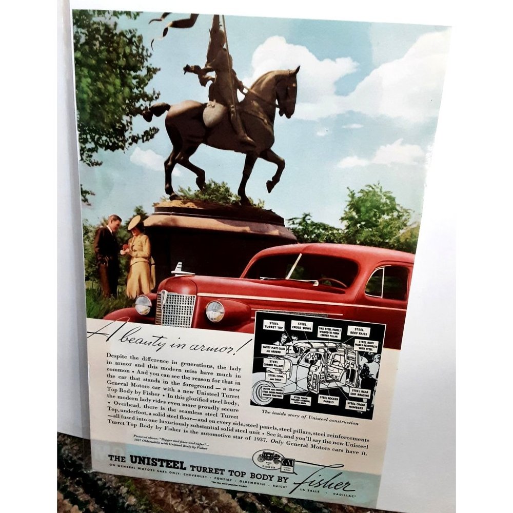 1937 Oldsmobile Unisteel Turret Top by Fisher Print Ad vintage 30s